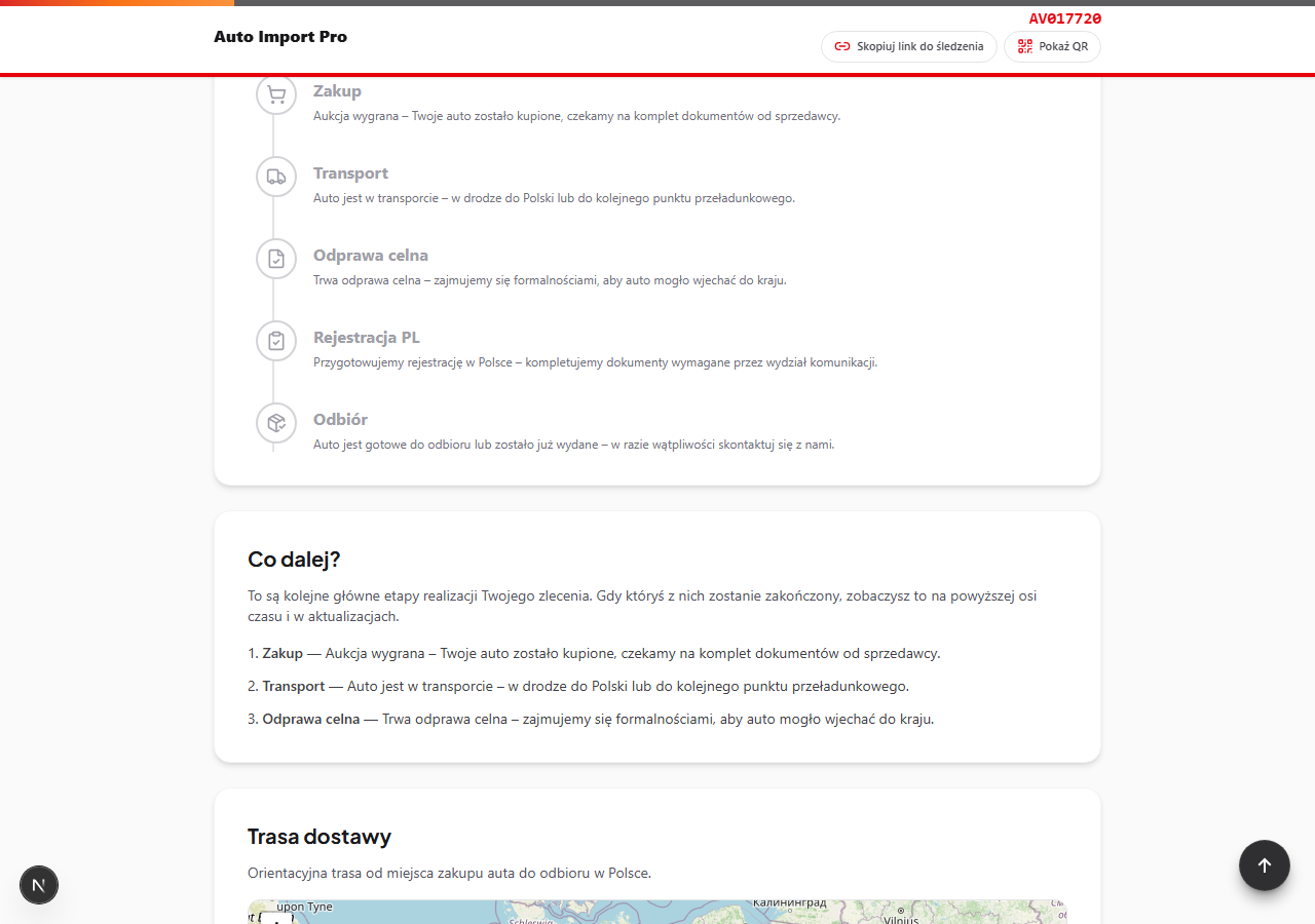 Panel /track: Formularz kodu